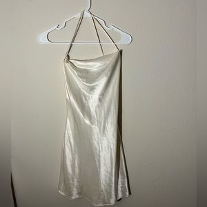 Silk white mini dress with straps